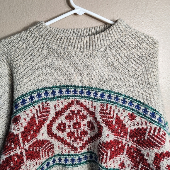 VTG American Eagle  Mens |L| Wool Blend Fair Isle Nordic Knit Crew Neck Sweater - Picture 2 of 7